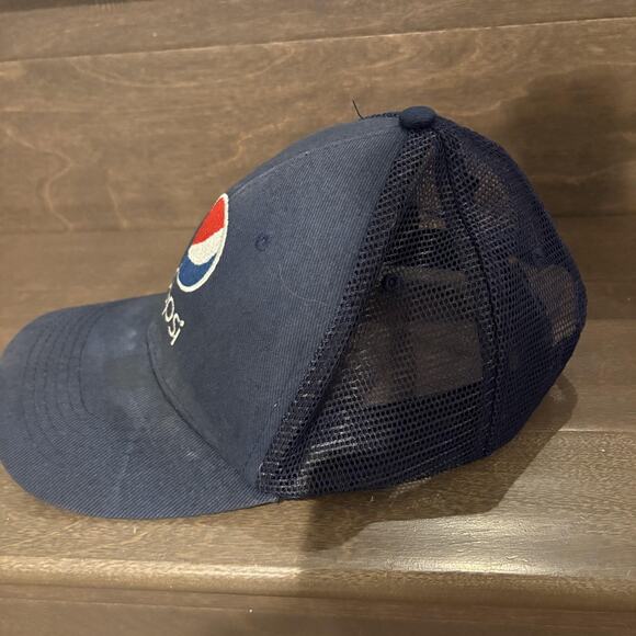 Pepsi Hat Cap Strap Back Blue Mesh Trucker Embroidered Patch Advertising Mens - Picture 3 of 9